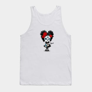 Sugar Skull Girl Playing Finnish Flag Guitar Tank Top